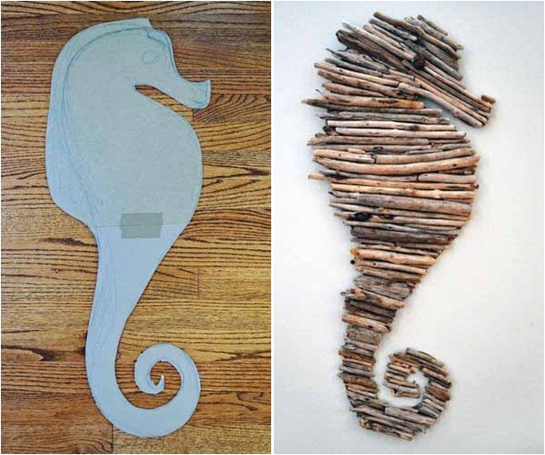 sea horse driftwood decor wall beach house