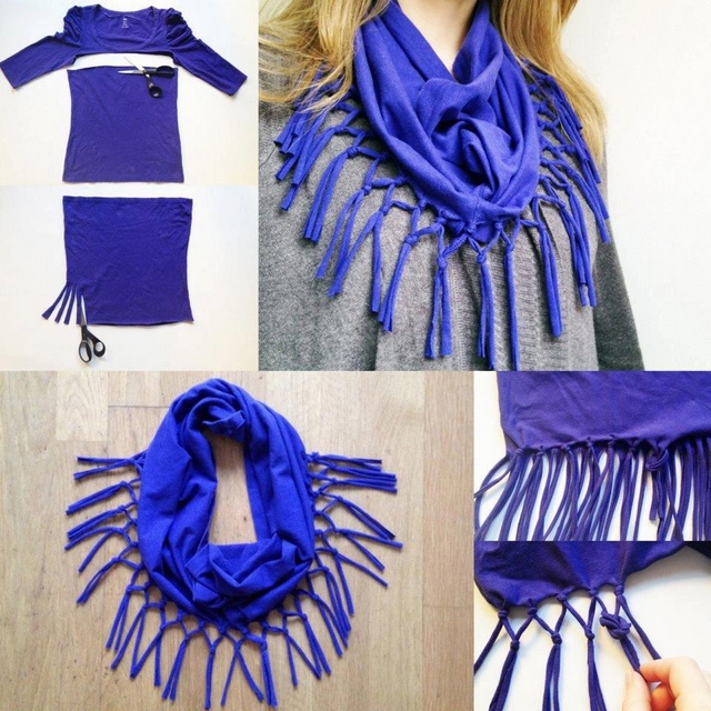 16 DIY scarves - Easy ideas reusing old T-shirts, sweaters and scraps